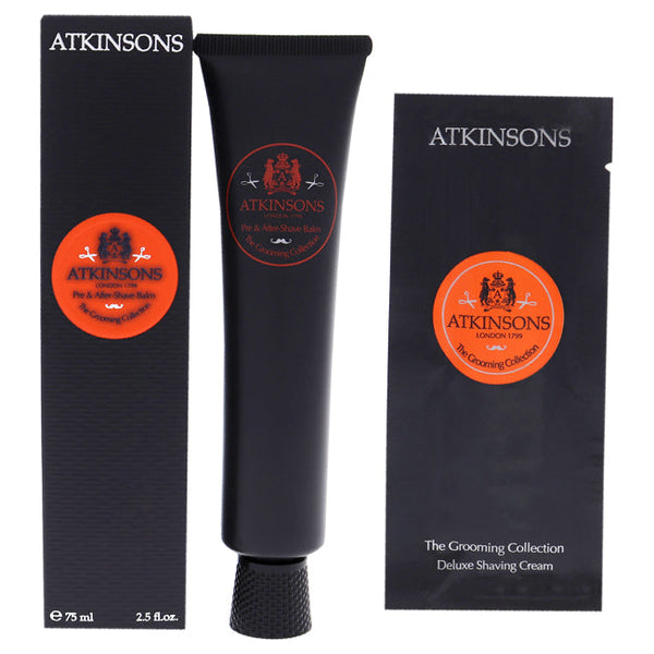 Atkinsons Atkinsons Set by Atkinsons for Unisex - 2 Pc Set 2.5oz Pre and After Shave Balm, 0.33oz Deluxe Shaving Cream Packet