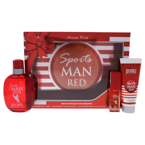 Prime Sport Man Red by Prime for Men - 3 Pc Gift Set 3.4oz EDT Spray, 15ml EDT Spray, 1.7oz After Shave Balm