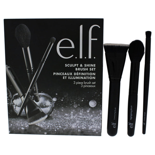 e.l.f. Sculpt and Shine Brush Set by e.l.f. for Women - 3 Pc Contouring Brush, Highlighting Brush, Contour Brush