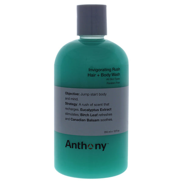 Anthony Invigorating Rush Hair and Body Wash by Anthony for Unisex - 12 oz Body Wash