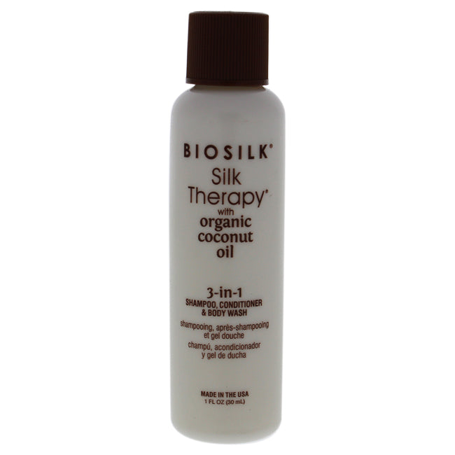 Biosilk Silk Therapy with Coconut Oil 3-In-1 by Biosilk for Unisex - 1 oz Shampoo, Conditioner and Body Wash