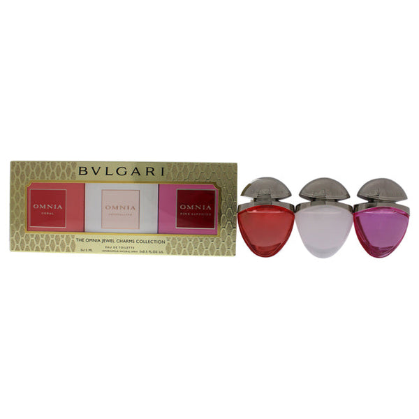 Bvlgari Bvlgari Omnia Jewel Charms Collection by Bvlgari for Women - 3 Pc Gift Set 0.5oz Omnia Coral EDT Spray, 0.5oz Omnia Crystalline EDT Spray, 0.5 Omnia Pink Sapphire EDT Spray