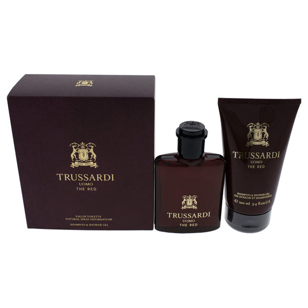 Trussardi Uomo The Red by Trussardi for Men - 2 Pc Gift Set 1.7oz EDT Spray, 3.4oz Shampoo and Shower Gel