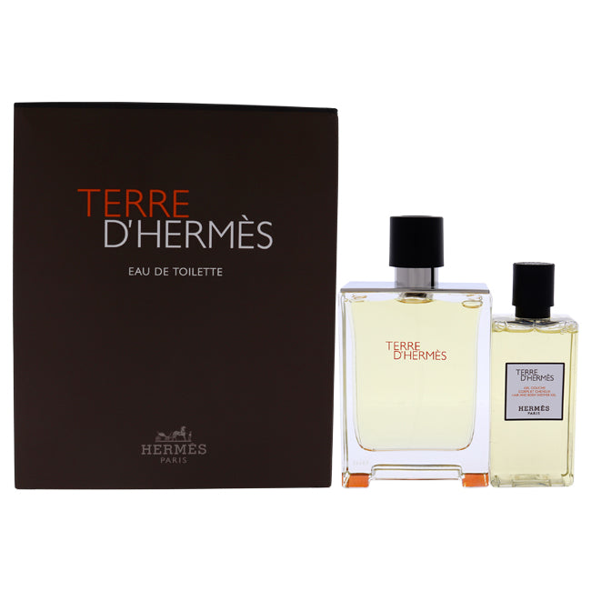 Hermes Terre D'Hermes by Hermes 2 Piece Gift Set - 3.3 oz Eau de Toilette Spray, 2.7 Shower Gel for Men 3.3 oz, Men's
