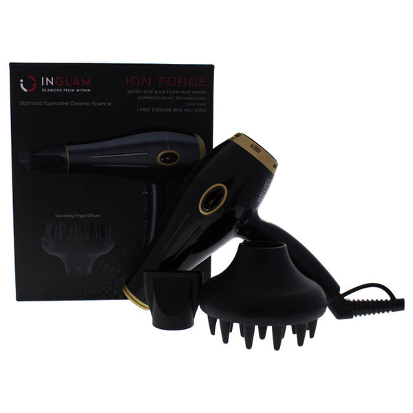 Inglam Ion Force Super Heat and Air Flow Hair Dryer - HDA 1970B Black by Inglam for Unisex - 1 Pc Hair Dryer