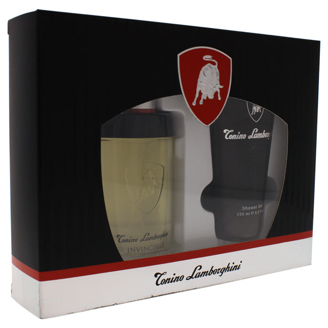 Tonino Lamborghini Invincibile by Tonino Lamborghini for Men - 3 Pc Gift Set 2.5oz EDT Spray, 5oz Shower Gel, 1 Pc Bag