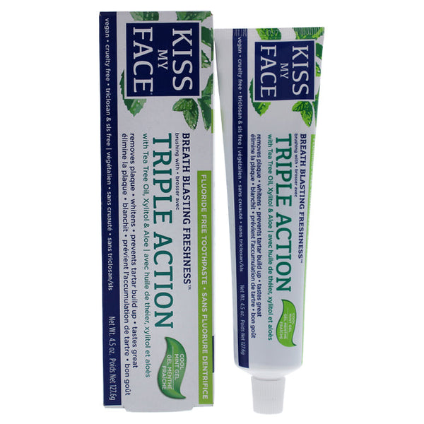 Kiss My Face Triple Action Fluoride-Free Toothpaste - Cool Mint Gel by Kiss My Face for Unisex - 4.5 oz Toothpaste