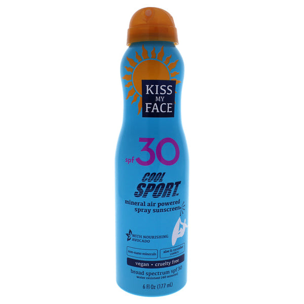 Kiss My Face Cool Sport Mineral Air Powered Spray Sunscreen SPF 30 by Kiss My Face for Unisex - 6 oz Sunscreen