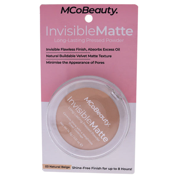 MCoBeauty Invisible Matte Long-Lasting Pressed Powder - 03 Natural Beige by MCoBeauty for Women - 0.51 oz Powder