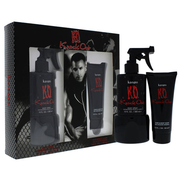 Kanon K.O. Knock Out by Kanon for Men - 2 Pc Gift Set 10oz Body Spray, 5oz Hair and Body Wash