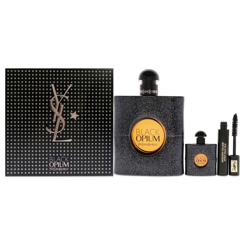 Yves Saint Laurent Black Opium by Yves Saint Laurent for Women - 3 Pc Gift Set 3oz EDP Spray, 0.25oz EDP Mini, 0.06oz Mascara