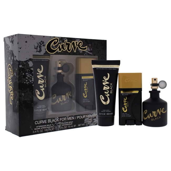 Liz Claiborne Curve Black by Liz Claiborne for Men - 3 Pc Gift Set 2.5oz EDC Spray, 3.4oz After Shave Balm, 1.7oz Deodorant Stick