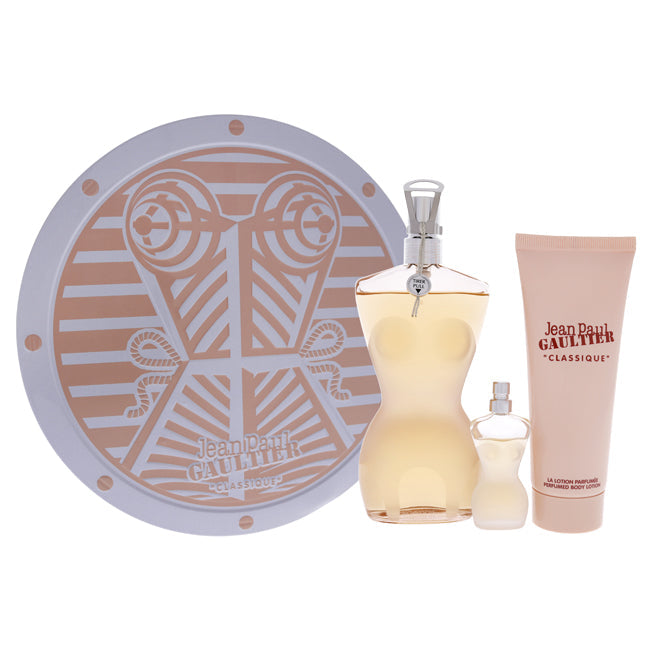 Jean Paul Gaultier Classique by Jean Paul Gaultier for Women - 3 Pc Gift Set 3.4 oz EDT Spray, 0.2oz EDT Spray, 2.5oz Perfumed Body Lotion