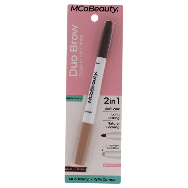 MCoBeauty Duo Brow Crayon Plus Highlighter - Medium-Brown by MCoBeauty for Women - 0.02 oz Eyebrow