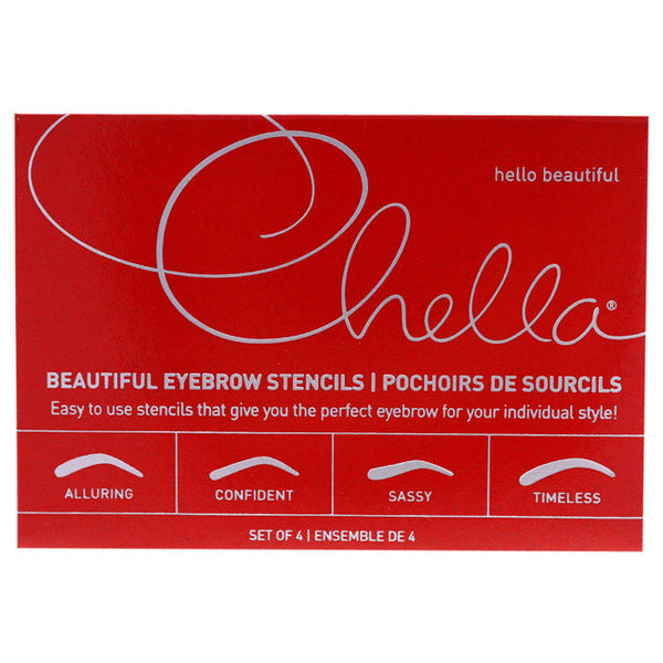 Chella Beautiful Eyebrow Stencils Set by Chella for Women - 4 Pc Eyebrow Stencils