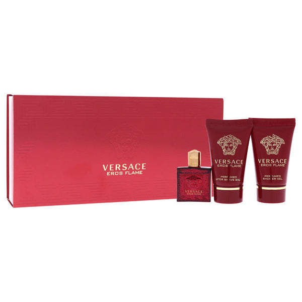 Versace Versace Eros Flame by Versace for Men - 3 Pc Mini Gift Set 5ml EDT Splash, 2 x 25ml Shower Gel, After Shave Balm