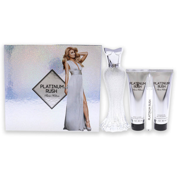 Paris Hilton Platinum Rush by Paris Hilton for Women - 4 Pc Gift Set 3.4 oz EDP Spray, 0.33oz EDP Spray, 3oz Body Lotion, 3oz Shower Gel