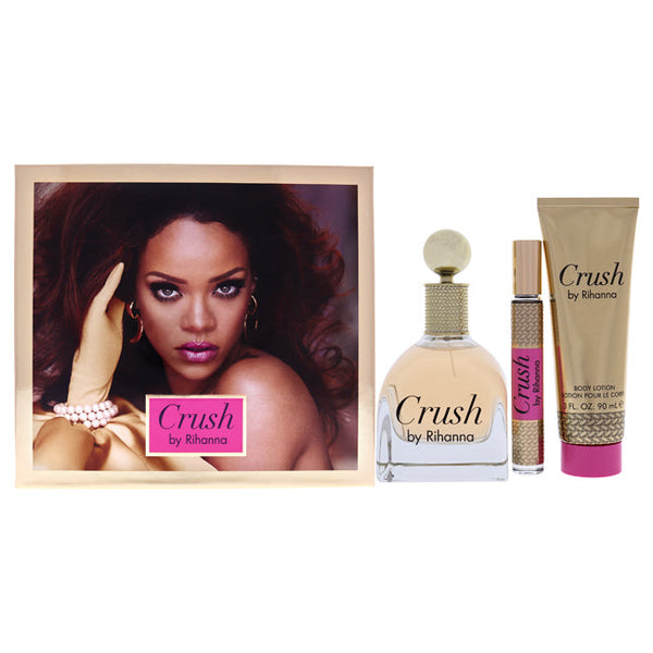 Rihanna Crush by Rihanna for Women - 3 Pc Mini Gift Set 3.4oz EDP Spray, 0.2oz EDP Rollerball, 3oz Body Lotion