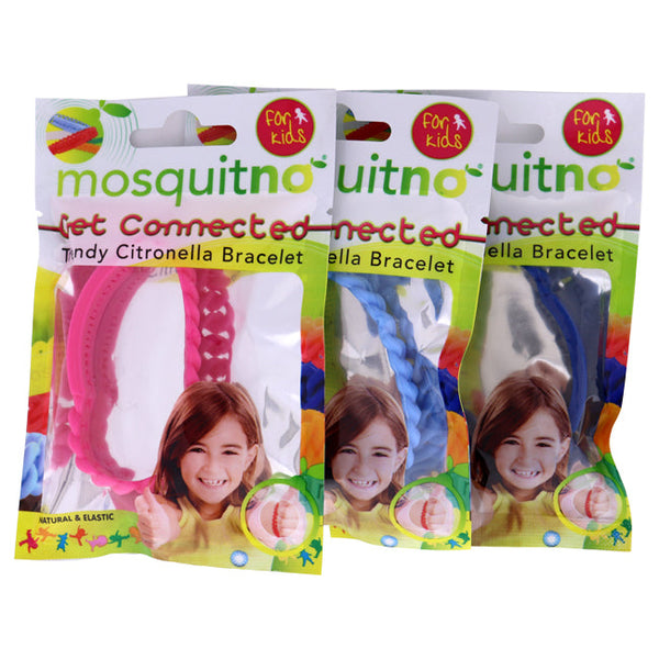Mosquitno Get Connected Citronella Bracelet Set by Mosquitno for Kids - 3 Pc Bracelet Light Blue, Pink, Blue