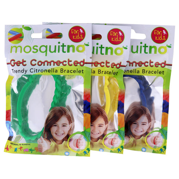 Mosquitno Get Connected Citronella Bracelet Set by Mosquitno for Kids - 3 Pc Bracelet Green, Yellow, Blue