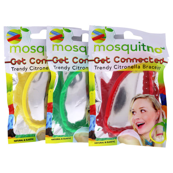Mosquitno Get Connected Citronella Bracelet Set by Mosquitno for Unisex - 3 Pc Bracelet Red, Green, Yellow