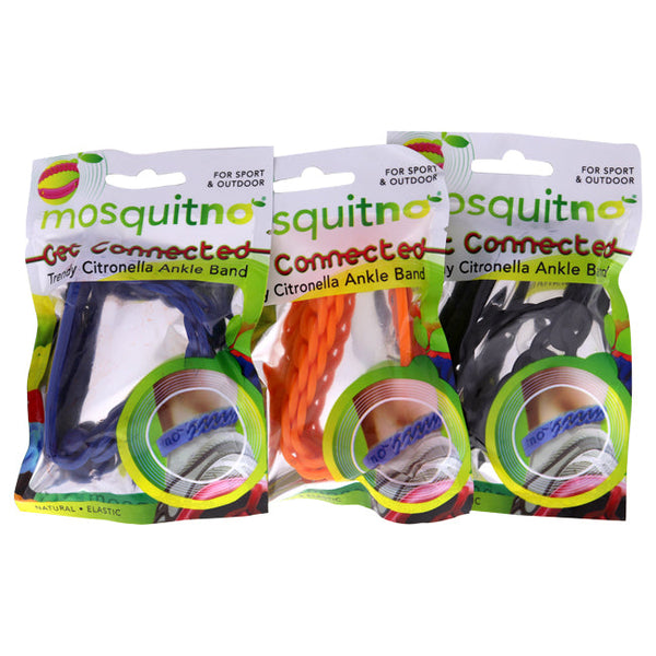 Mosquitno Get Connected Citronella Ankle Band Set by Mosquitno for Unisex - 3 Pc Band Orange, Blue, Black