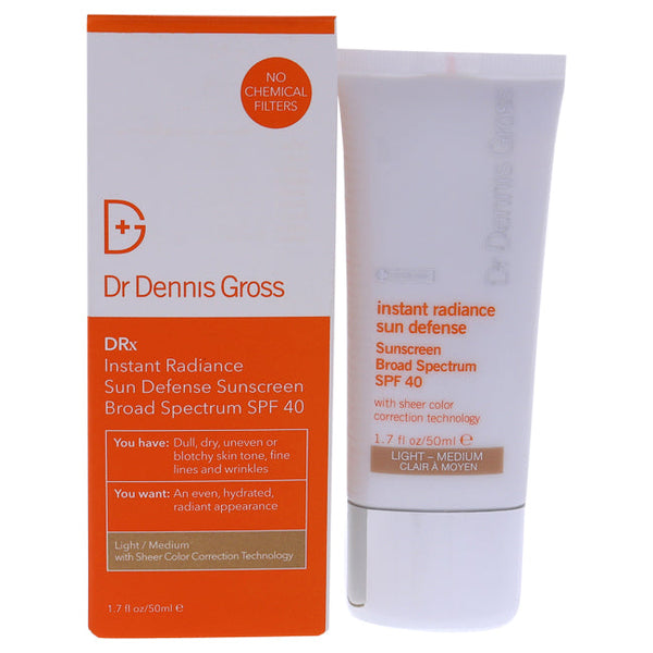 Dr. Dennis Gross Instant Radiance Sun Defense Spf 40 - Light-Medium by Dr. Dennis Gross for Unisex - 1.7 oz Cream