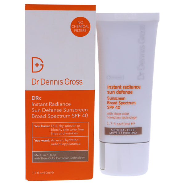 Dr. Dennis Gross Instant Radiance Sun Defense Broad Spectrum Spf 40 - Medium/Deep by Dr. Dennis Gross for Unisex - 1.7 oz Cream