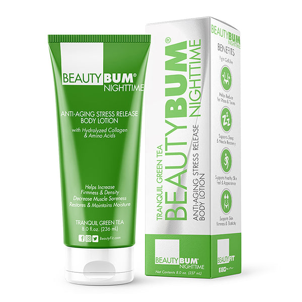 BeautyFit BeautyBum NightTime Anti-Aging Stress Release Body Lotion - Tranquil Green Tea by BeautyFit for Women - 8 oz Body Lotion