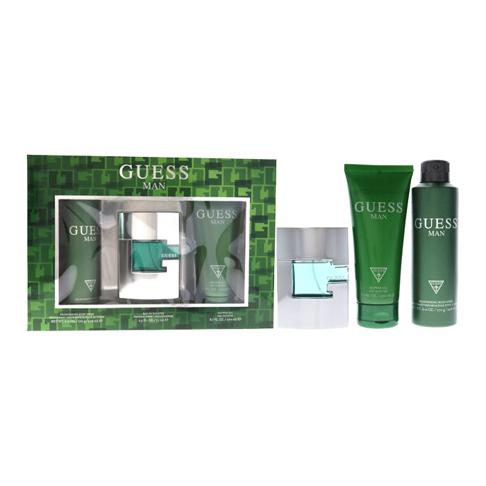 Guess Man 3pc Set - Eau De Toilette & Body Spray 180ml & Shower Gel 200ml 75ml