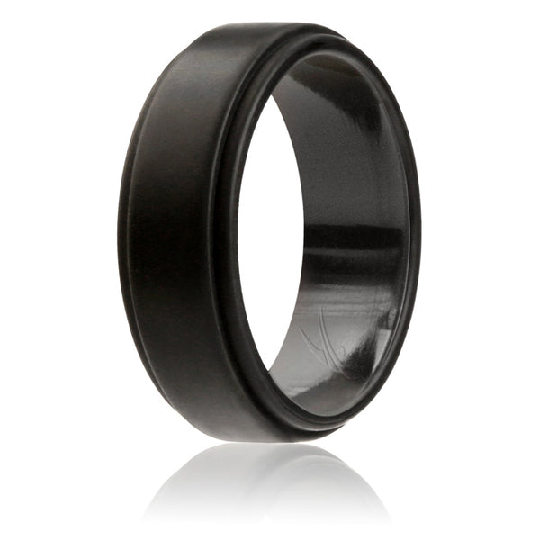ROQ Silicone Wedding Ring - Step Edge Style - Black by ROQ for Men - 9 mm Ring