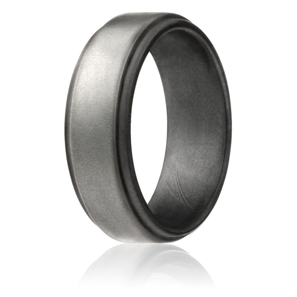 ROQ Silicone Wedding Ring - Step Edge Style - Platinum by ROQ for Men - 12 mm Ring