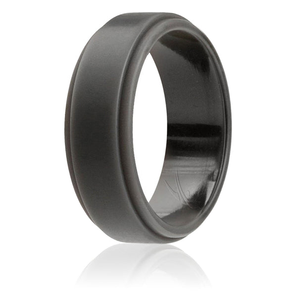 ROQ Silicone Wedding Ring - Step Edge Style - Grey by ROQ for Men - 9 mm Ring