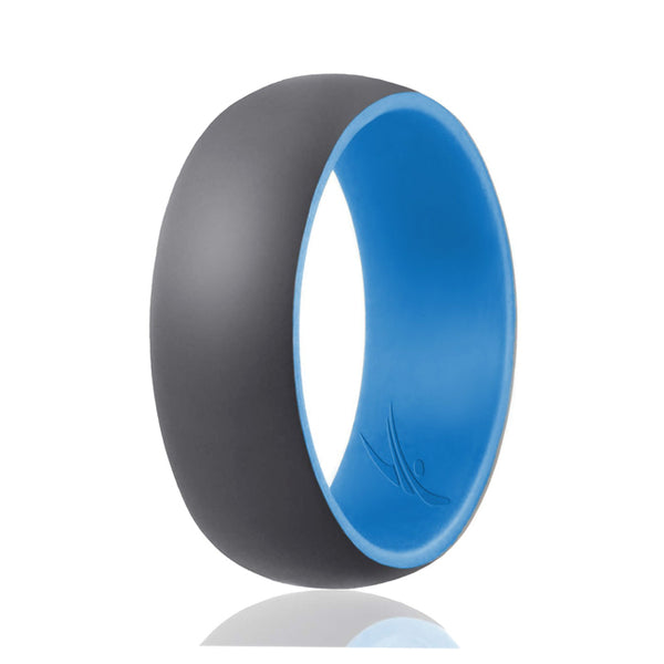 ROQ Silicone Wedding Ring - Duo Collection Dome Style - Light Blue-Grey by ROQ for Men - 12 mm Ring