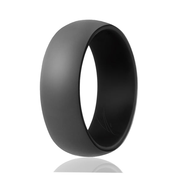 ROQ Silicone Wedding Ring - Duo Collection Dome Style - Black-Grey by ROQ for Men - 10 mm Ring