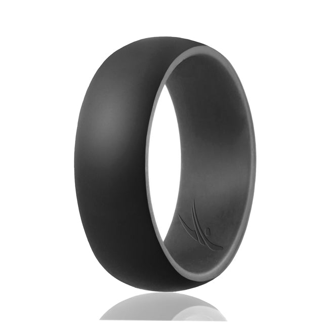 ROQ Silicone Wedding Ring - Duo Collection Dome Style - Grey-Black by ROQ for Men - 8 mm Ring