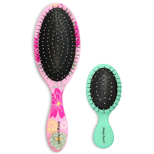Magic Spell Pro Brush Set - Pink Flower-Aqua by Magic Spell for Unisex - 2 Pc Hair Brush