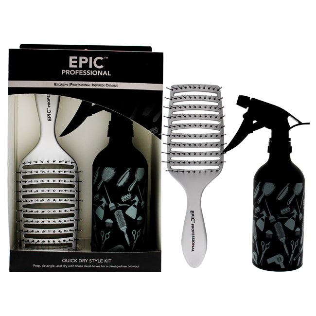 Wet Brush Epic Quick Dry Style Kit by Wet Brush for Unisex - 2 Pc Kit Quick Dry Hair Brush, Aluminum Spray bottle