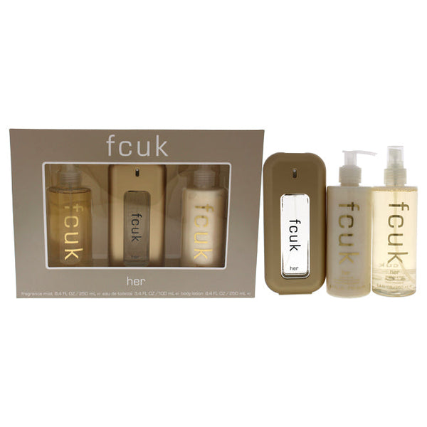 French Connection UK Fcuk by French Connection UK for Women - 3 Pc Gift Set 3.4oz EDT Spray, 8.4oz Fragrance Mist, 8.4oz Body Lotion