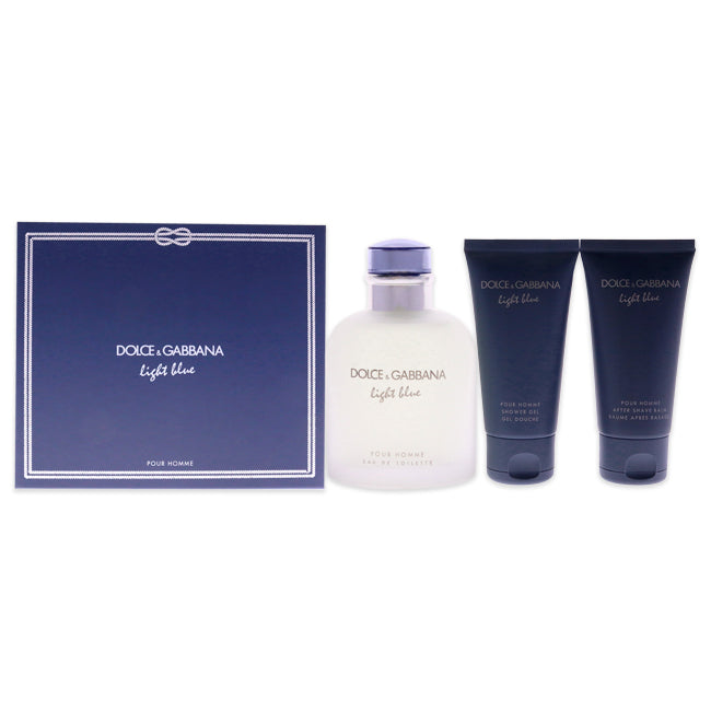 Dolce and Gabbana Light Blue by Dolce and Gabbana for Men - 3 Pc Gift Set 4.2oz EDT Spray, 1.6oz After Shave Balm, 1.6oz Shower Gel