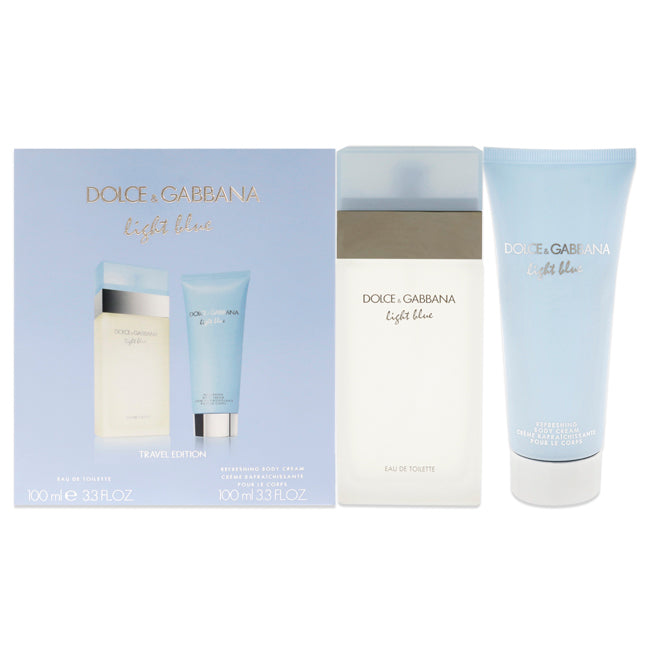 Light Blue by Dolce and Gabbana for Women - 2 Pc Gift Set 3.4oz EDT Spray, 3.3oz Body Cream
