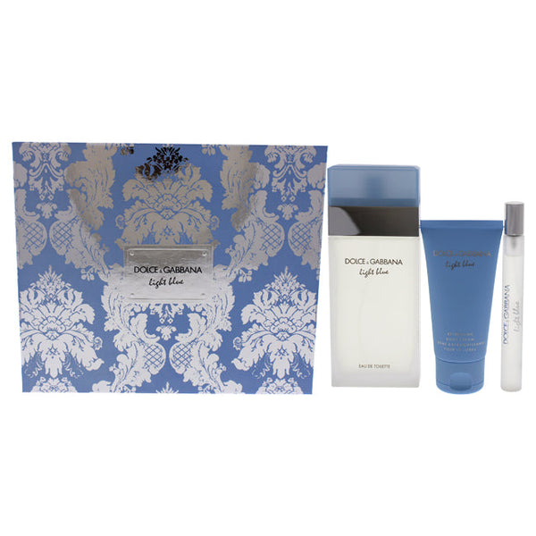 Dolce and Gabbana Light Blue by Dolce and Gabbana for Women - 3 Pc Gift Set 3.3oz EDT Spray, 10ml EDT Spray, 1.6oz Body Cream