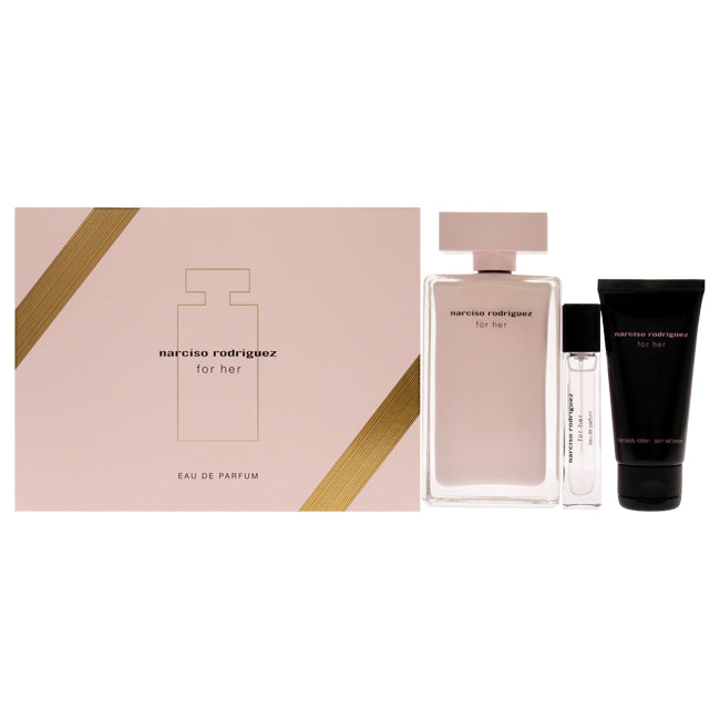 Narciso Rodriguez by Narciso Rodriguez for Women - 3 Pc Gift Set 3.3oz EDP Spray, 10ml EDP Spray, 1.6oz Body Lotion