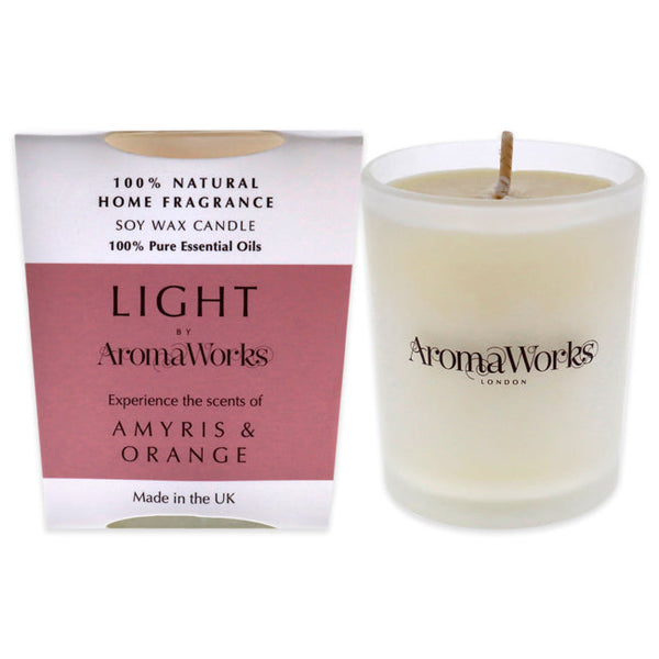 Aromaworks Light Candle Small - Amyris and Orange by Aromaworks for Unisex - 2.65 oz Candle