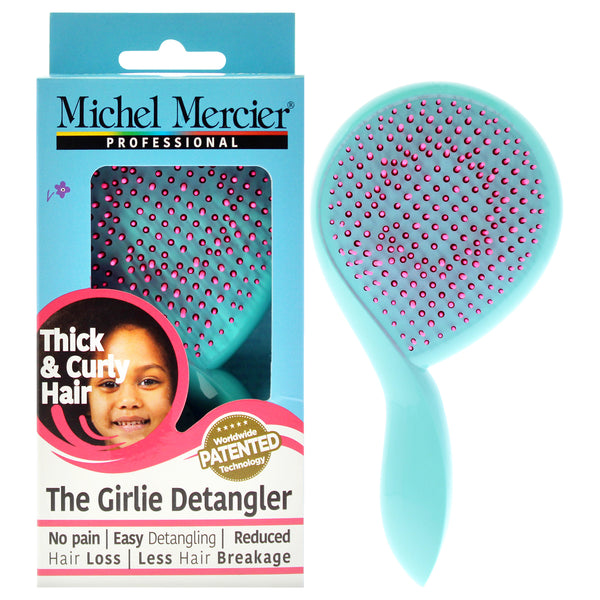 Michel Mercier The Girlie Detangle Brush Thick and Curly Hair - Turquoise-Pink by Michel Mercier for Women- 1 Pc Hair Brush