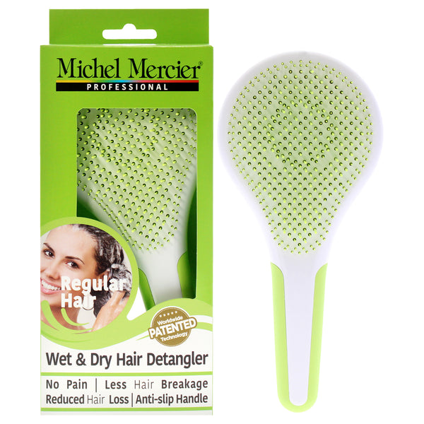 Michel Mercier Wet and Dry Hair Detangler Regular Hair - Green-White by Michel Mercier for Women - 1 Pc Hair Brush