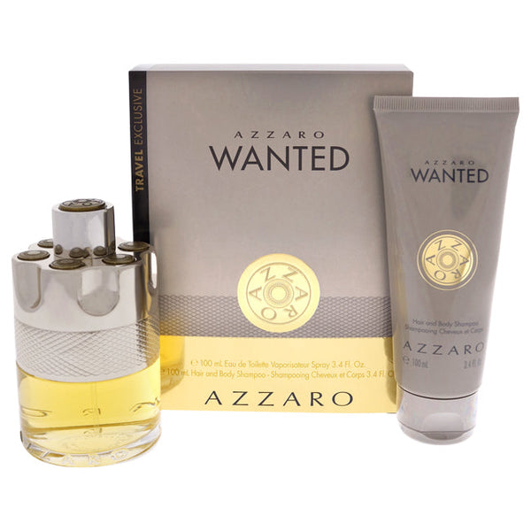 Azzaro Azzaro Wanted by Azzaro for Men - 2 Pc Gift Set 3.4oz EDT Spray, 3.4oz Hair and Body Shampoo