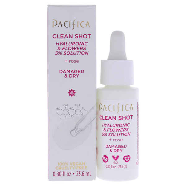 Pacifica Clean Shot Hyaluronic and Flowers 5 Percent Solution by Pacifica for Unisex - 0.8 oz Serum