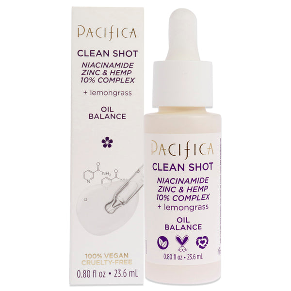 Pacifica Clean Shot Niacinamide Zinc and Hemp 10 Percent Complex by Pacifica for Unisex - 0.8 oz Serum