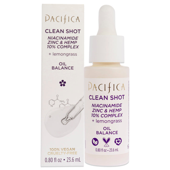 Pacifica Clean Shot Niacinamide Zinc and Hemp 10 Percent Complex by Pacifica for Unisex - 0.8 oz Serum